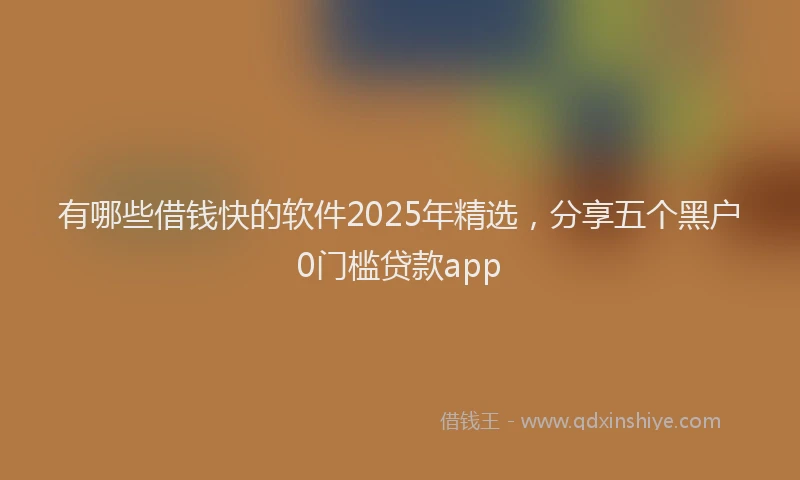 有哪些借钱快的软件2025年精选，分享五个黑户0门槛贷款app