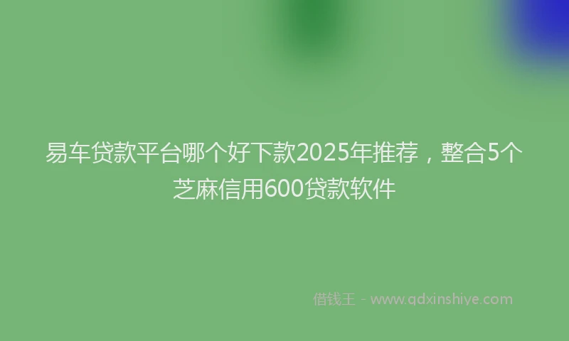 易车贷款平台哪个好下款2025年推荐，整合5个芝麻信用600贷款软件