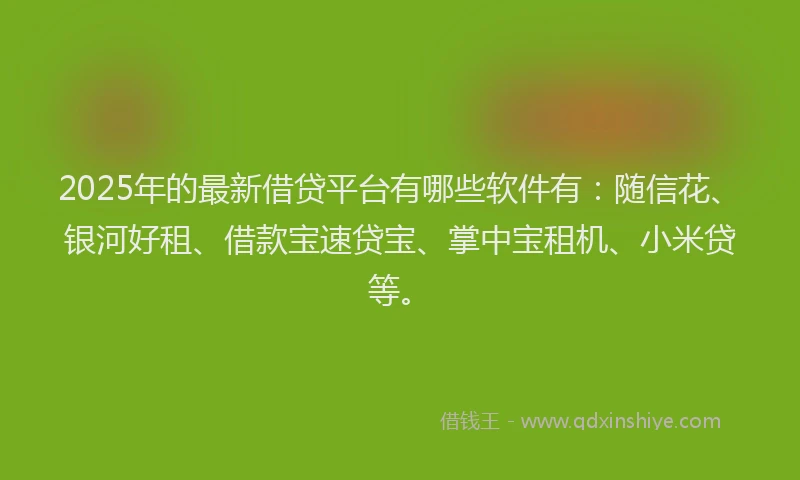 2025年的最新借贷平台有哪些软件有：随信花、银河好租、借款宝速贷宝、掌中宝租机、小米贷等。