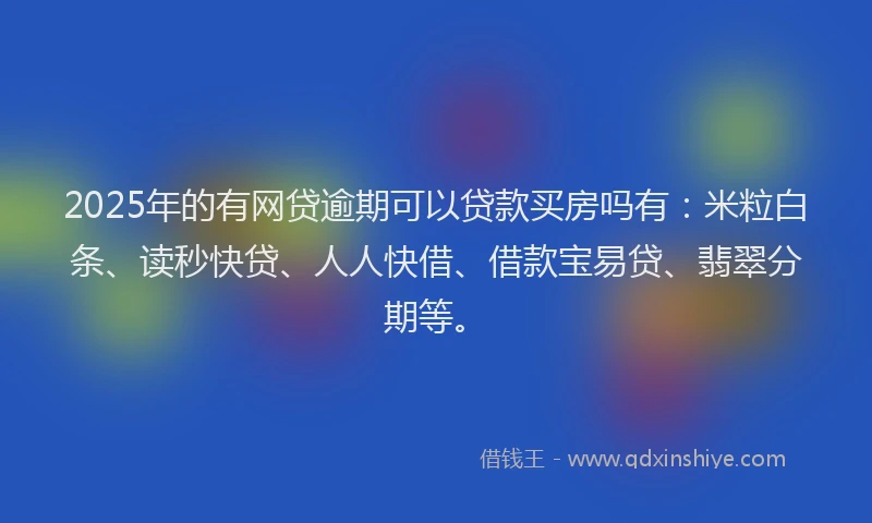 2025年的有网贷逾期可以贷款买房吗有：米粒白条、读秒快贷、人人快借、借款宝易贷、翡翠分期等。