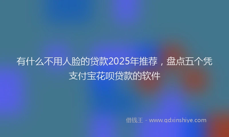 有什么不用人脸的贷款2025年推荐，盘点五个凭支付宝花呗贷款的软件