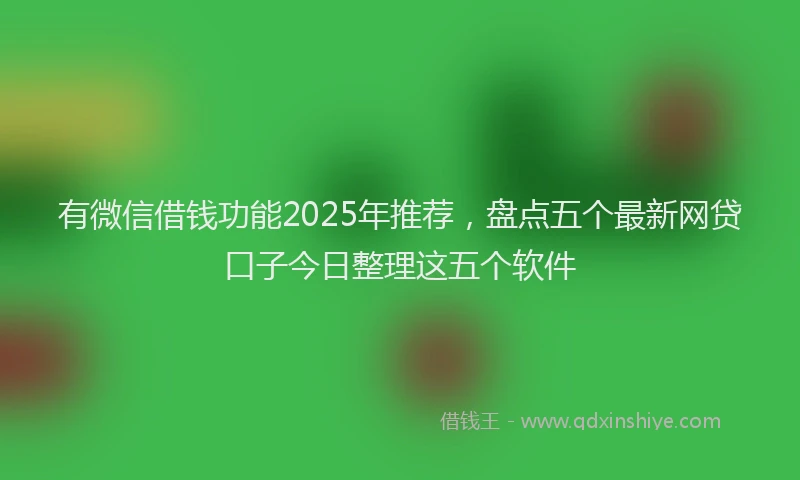 有微信借钱功能2025年推荐，盘点五个最新网贷口子今日整理这五个软件