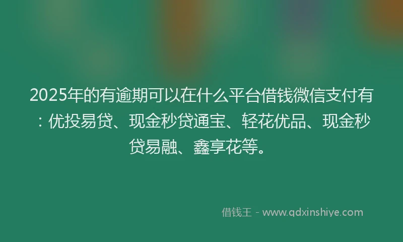 2025年的有逾期可以在什么平台借钱微信支付有：优投易贷、现金秒贷通宝、轻花优品、现金秒贷易融、鑫享花等。