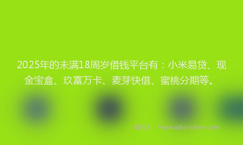 2025年的未满18周岁借钱平台有：小米易贷、现金宝盒、玖富万卡、麦芽快借、蜜桃分期等。