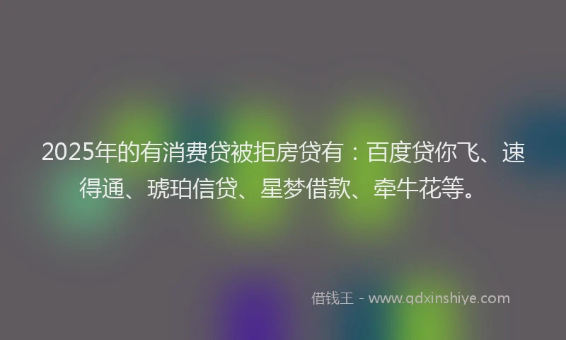 2025年的有消费贷被拒房贷有：百度贷你飞、速得通、琥珀信贷、星梦借款、牵牛花等。