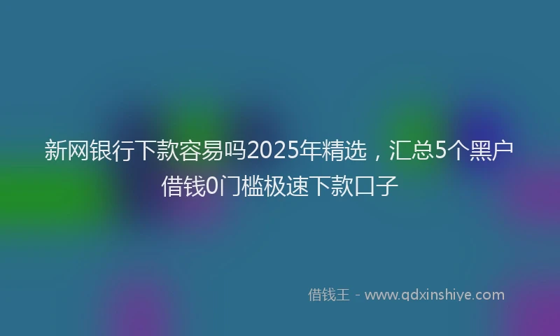 新网银行下款容易吗2025年精选，汇总5个黑户借钱0门槛极速下款口子