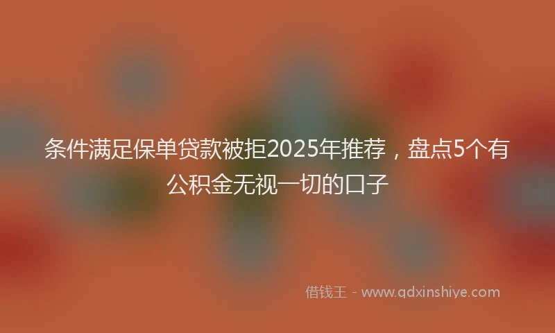 条件满足保单贷款被拒2025年推荐，盘点5个有公积金无视一切的口子