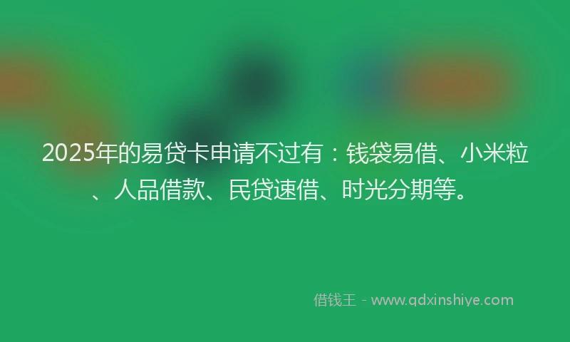2025年的易贷卡申请不过有：钱袋易借、小米粒、人品借款、民贷速借、时光分期等。