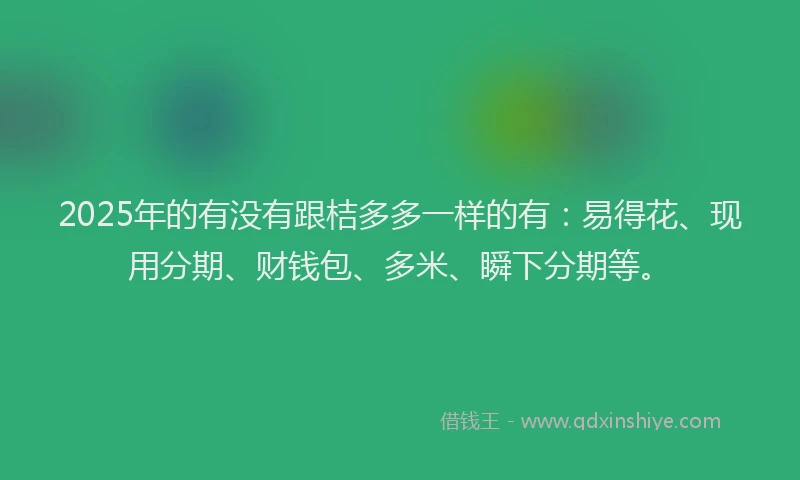 2025年的有没有跟桔多多一样的有：易得花、现用分期、财钱包、多米、瞬下分期等。