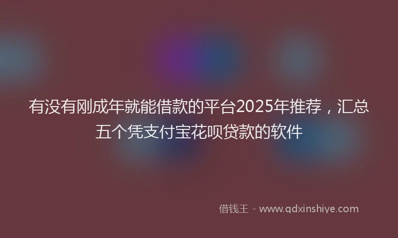 有没有刚成年就能借款的平台2025年推荐，汇总五个凭支付宝花呗贷款的软件