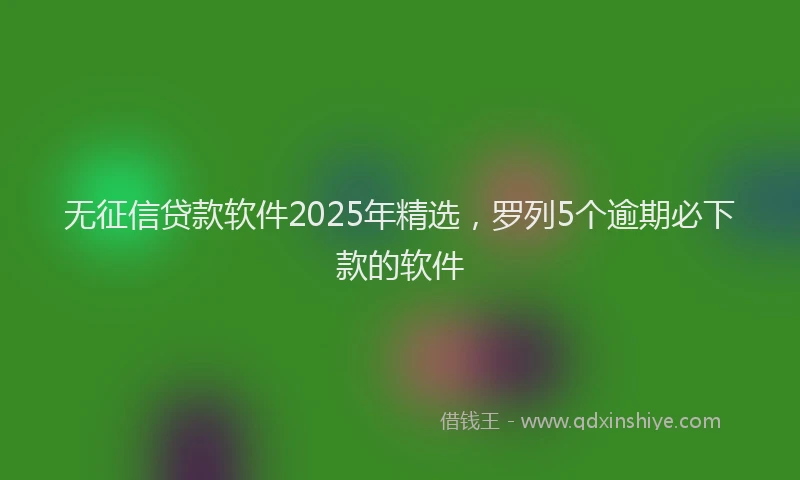 无征信贷款软件2025年精选，罗列5个逾期必下款的软件