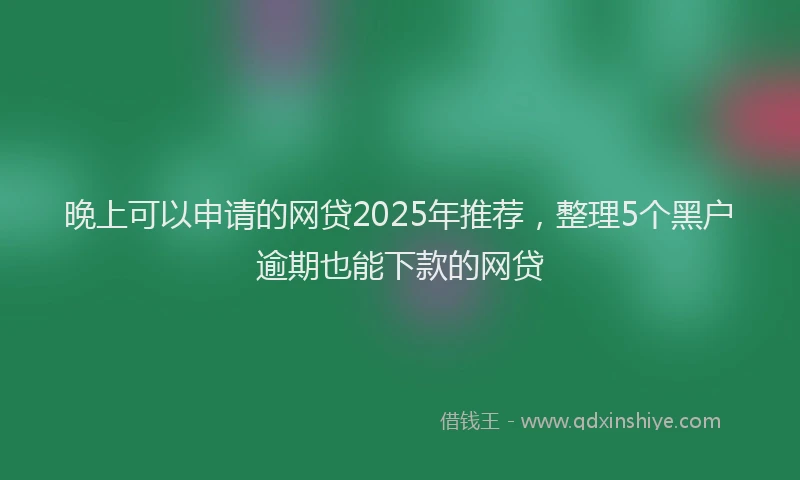 晚上可以申请的网贷2025年推荐，整理5个黑户逾期也能下款的网贷