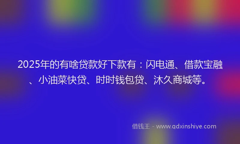 2025年的有啥贷款好下款有：闪电通、借款宝融、小油菜快贷、时时钱包贷、沐久商城等。