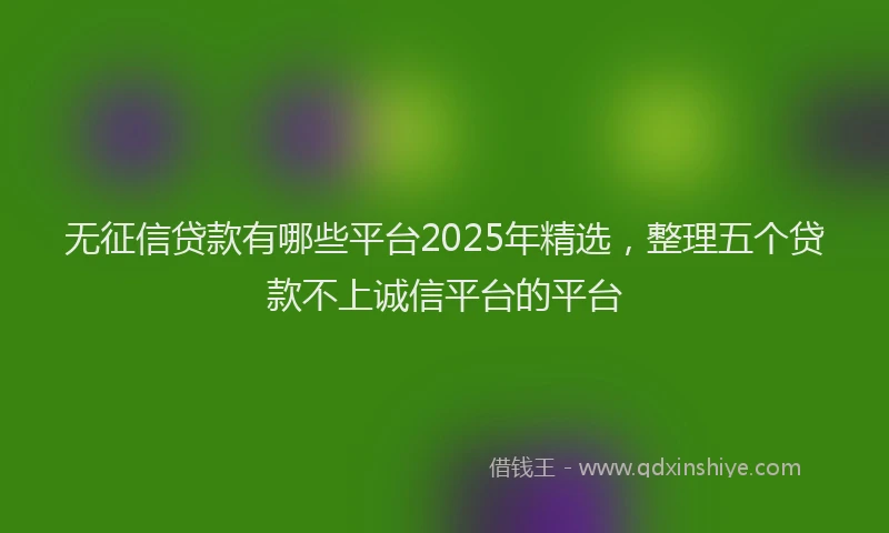 无征信贷款有哪些平台2025年精选，整理五个贷款不上诚信平台的平台