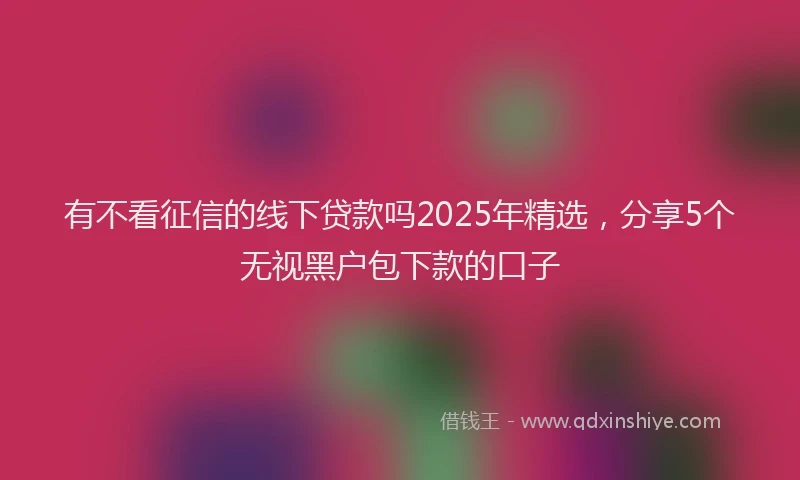 有不看征信的线下贷款吗2025年精选，分享5个无视黑户包下款的口子