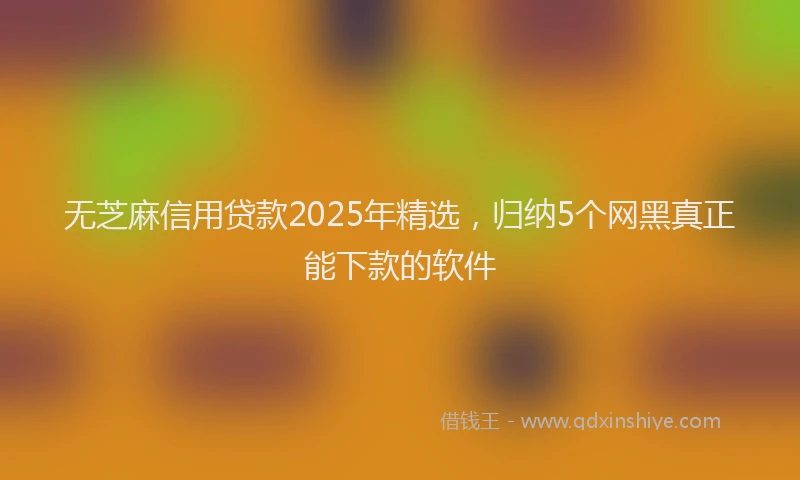 无芝麻信用贷款2025年精选，归纳5个网黑真正能下款的软件
