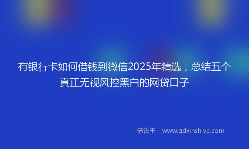 有银行卡如何借钱到微信2025年精选，总结五个真正无视风控黑白的网贷口子