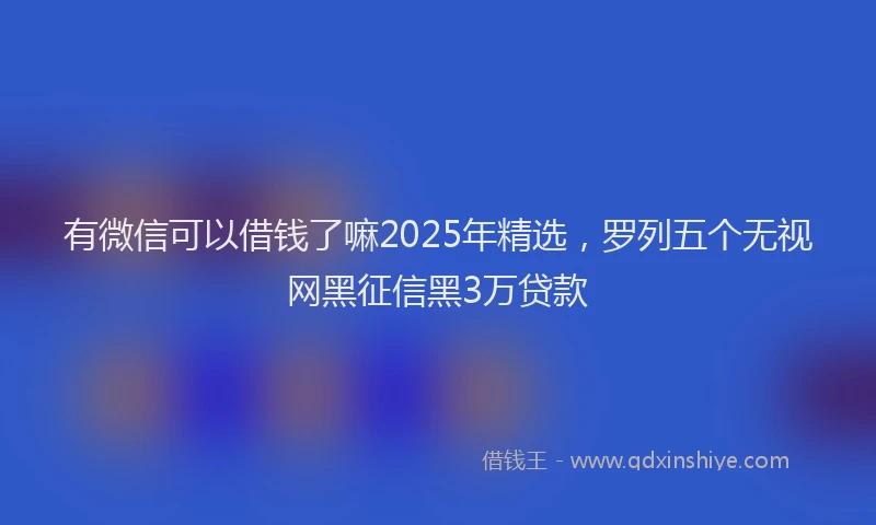 有微信可以借钱了嘛2025年精选，罗列五个无视网黑征信黑3万贷款