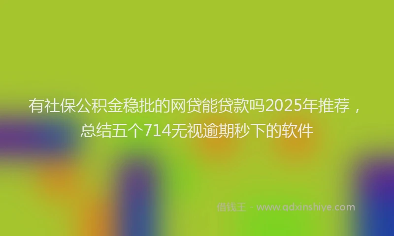 有社保公积金稳批的网贷能贷款吗2025年推荐，总结五个714无视逾期秒下的软件