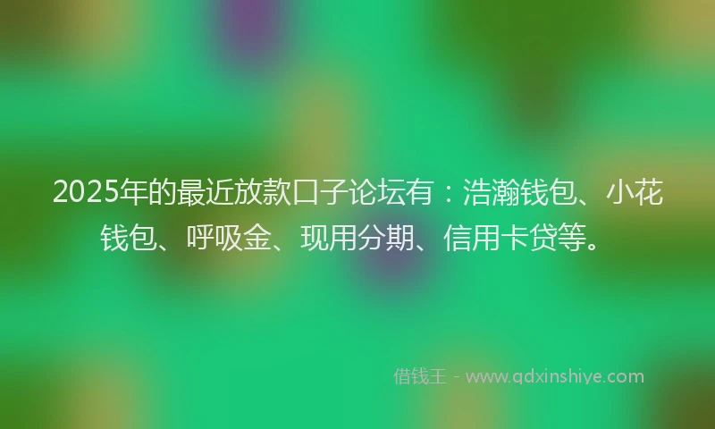 2025年的最近放款口子论坛有：浩瀚钱包、小花钱包、呼吸金、现用分期、信用卡贷等。