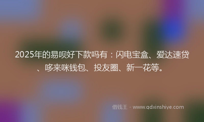 2025年的易呗好下款吗有：闪电宝盒、爱达速贷、哆来咪钱包、投友圈、新一花等。