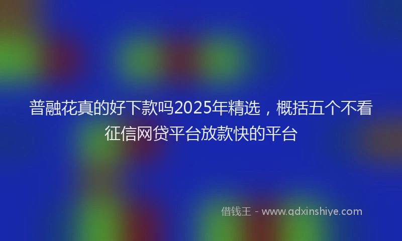 普融花真的好下款吗2025年精选，概括五个不看征信网贷平台放款快的平台