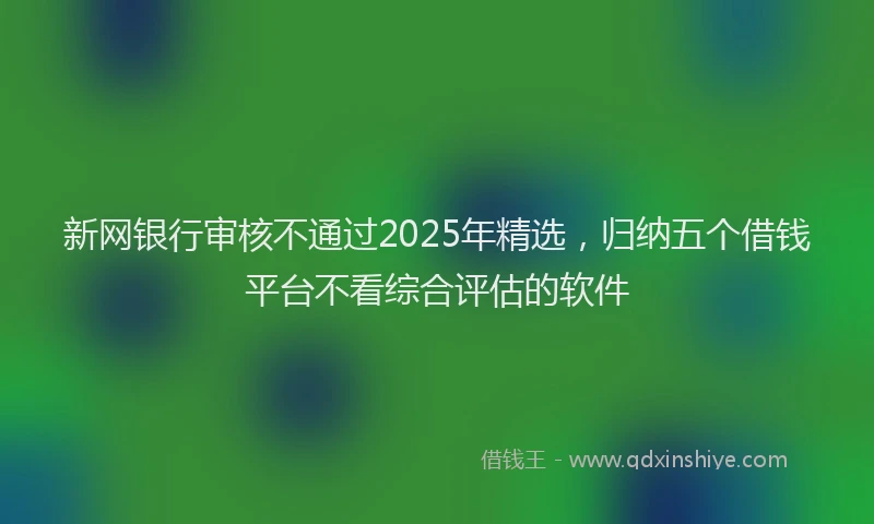 新网银行审核不通过2025年精选，归纳五个借钱平台不看综合评估的软件