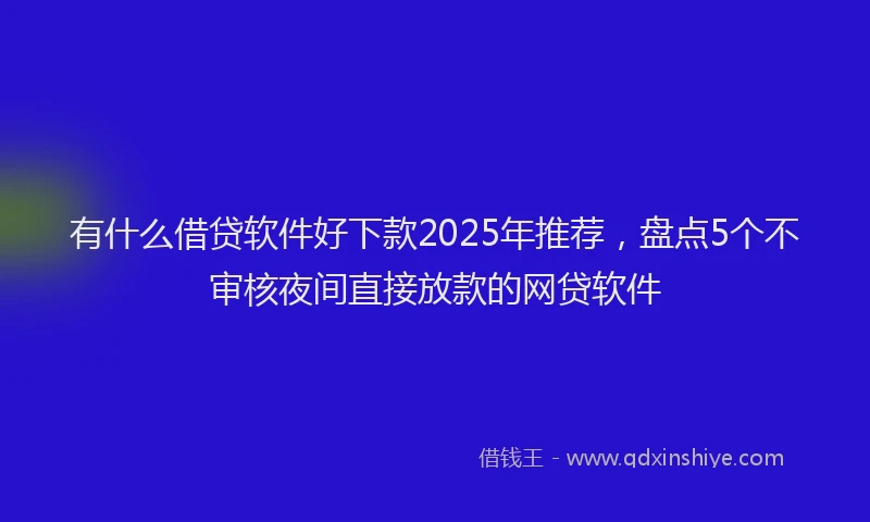 有什么借贷软件好下款2025年推荐，盘点5个不审核夜间直接放款的网贷软件