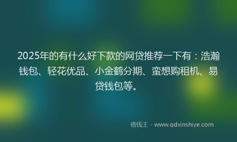 2025年的有什么好下款的网贷推荐一下有：浩瀚钱包、轻花优品、小金鹤分期、蛮想购租机、易贷钱包等。
