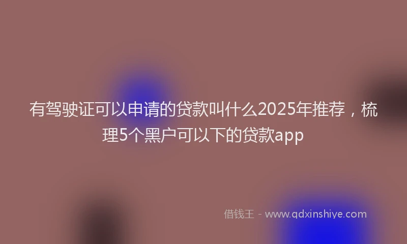 有驾驶证可以申请的贷款叫什么2025年推荐，梳理5个黑户可以下的贷款app