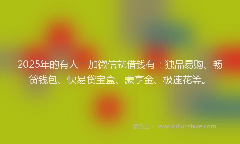 2025年的有人一加微信就借钱有：独品易购、畅贷钱包、快易贷宝盒、蒙享金、极速花等。