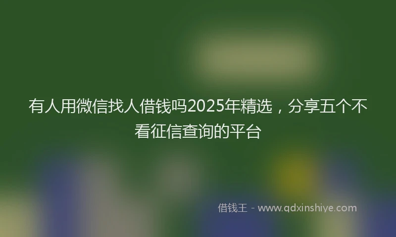 有人用微信找人借钱吗2025年精选，分享五个不看征信查询的平台