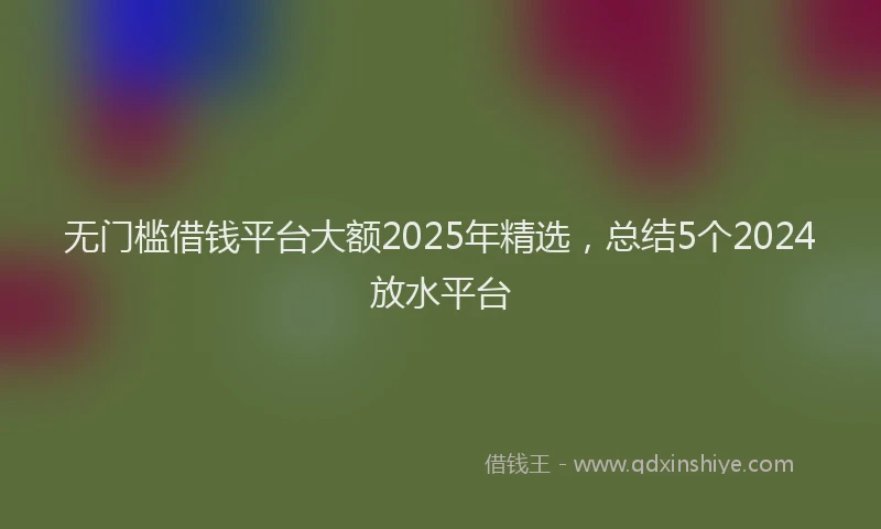 无门槛借钱平台大额2025年精选，总结5个2024放水平台