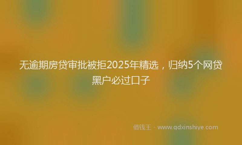 无逾期房贷审批被拒2025年精选，归纳5个网贷黑户必过口子