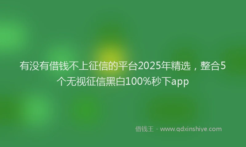 有没有借钱不上征信的平台2025年精选，整合5个无视征信黑白100%秒下app