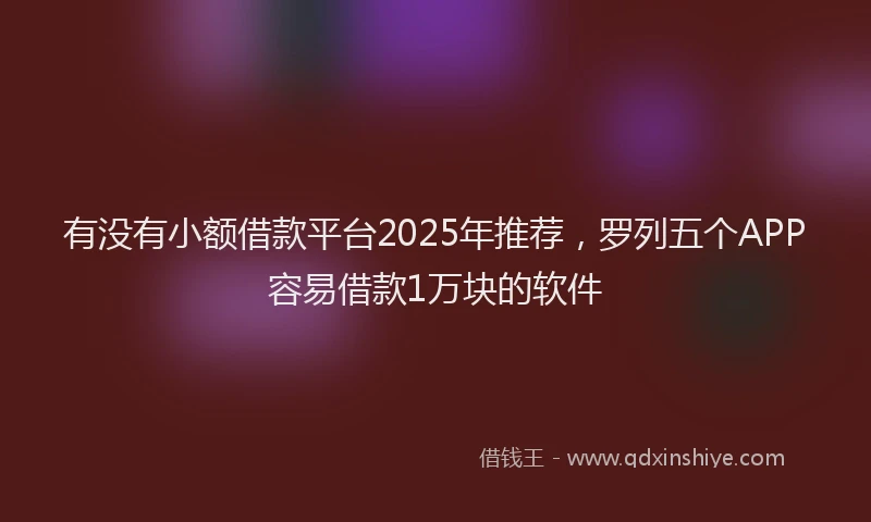 有没有小额借款平台2025年推荐，罗列五个APP容易借款1万块的软件
