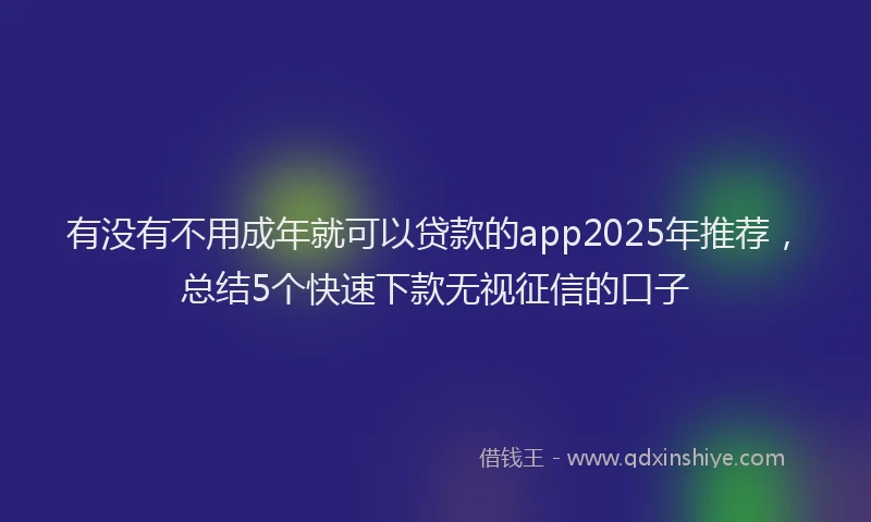 有没有不用成年就可以贷款的app2025年推荐，总结5个快速下款无视征信的口子
