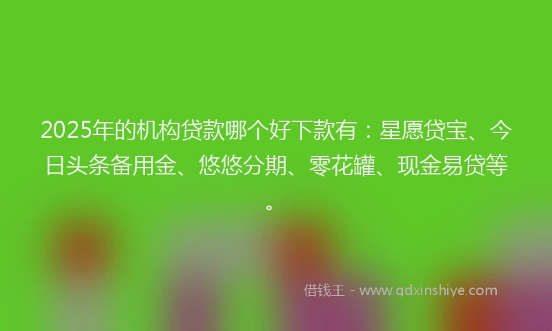2025年的机构贷款哪个好下款有：星愿贷宝、今日头条备用金、悠悠分期、零花罐、现金易贷等。
