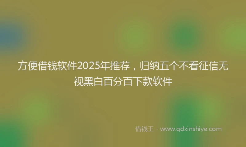 方便借钱软件2025年推荐，归纳五个不看征信无视黑白百分百下款软件