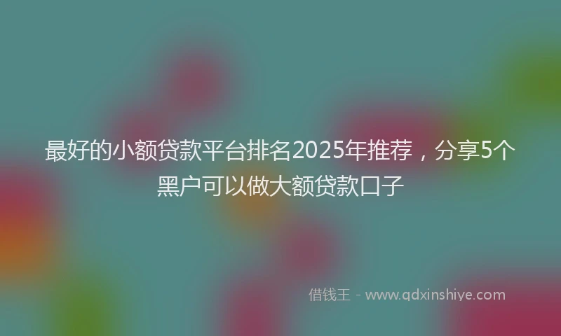 最好的小额贷款平台排名2025年推荐，分享5个黑户可以做大额贷款口子