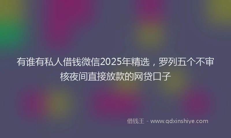 有谁有私人借钱微信2025年精选，罗列五个不审核夜间直接放款的网贷口子