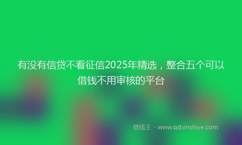 有没有信贷不看征信2025年精选，整合五个可以借钱不用审核的平台