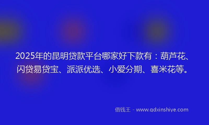 2025年的昆明贷款平台哪家好下款有：葫芦花、闪贷易贷宝、派派优选、小爱分期、喜米花等。
