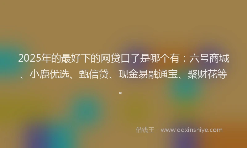 2025年的最好下的网贷口子是哪个有：六号商城、小鹿优选、甄信贷、现金易融通宝、聚财花等。
