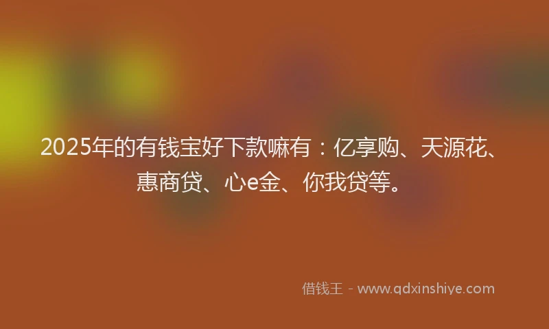 2025年的有钱宝好下款嘛有：亿享购、天源花、惠商贷、心e金、你我贷等。