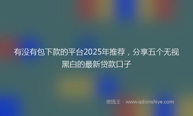 有没有包下款的平台2025年推荐，分享五个无视黑白的最新贷款口子