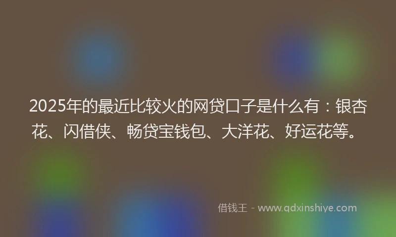 2025年的最近比较火的网贷口子是什么有：银杏花、闪借侠、畅贷宝钱包、大洋花、好运花等。