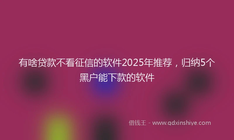 有啥贷款不看征信的软件2025年推荐，归纳5个黑户能下款的软件