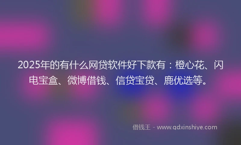 2025年的有什么网贷软件好下款有：橙心花、闪电宝盒、微博借钱、信贷宝贷、鹿优选等。