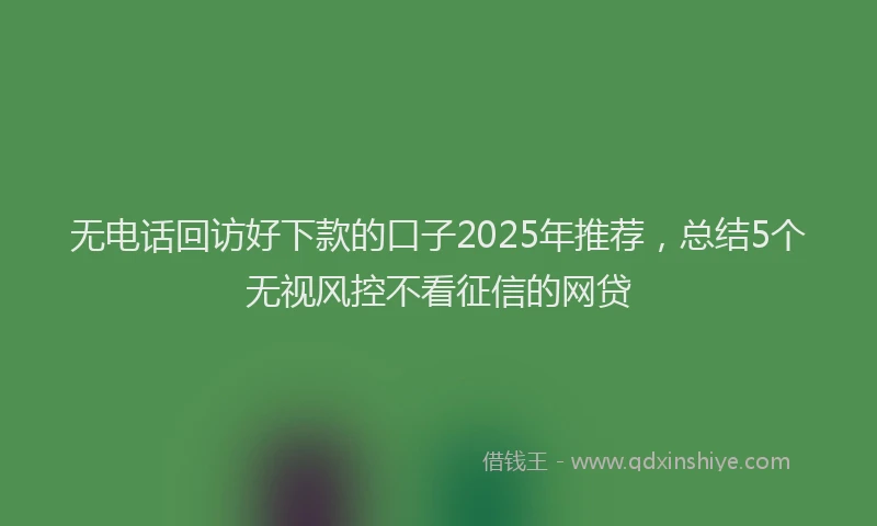无电话回访好下款的口子2025年推荐，总结5个无视风控不看征信的网贷